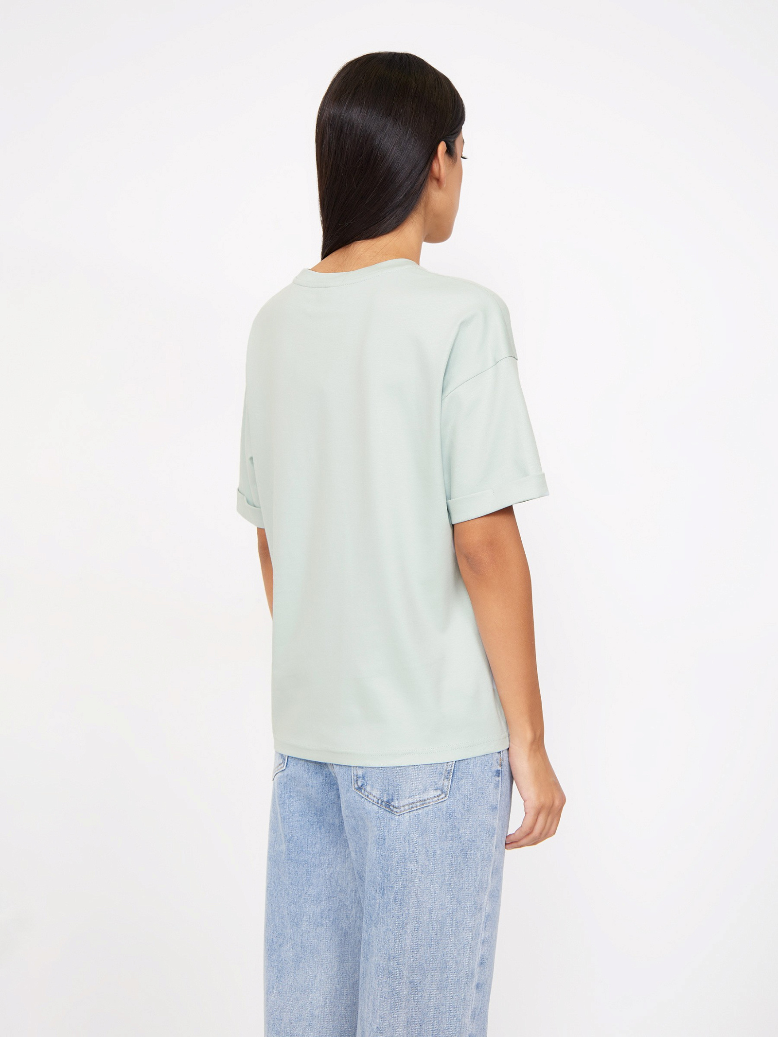 Трикотажная футболка со спущенным плечом